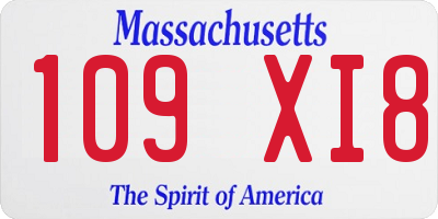 MA license plate 109XI8