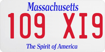 MA license plate 109XI9
