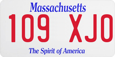 MA license plate 109XJ0