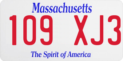 MA license plate 109XJ3