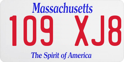 MA license plate 109XJ8