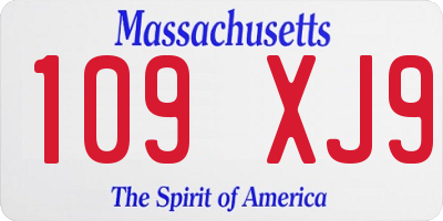 MA license plate 109XJ9