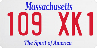 MA license plate 109XK1