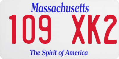 MA license plate 109XK2