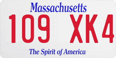 MA license plate 109XK4
