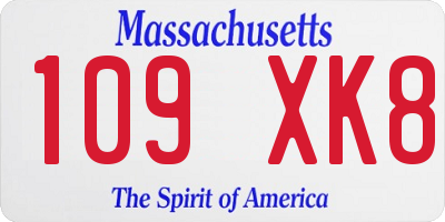 MA license plate 109XK8