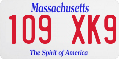 MA license plate 109XK9