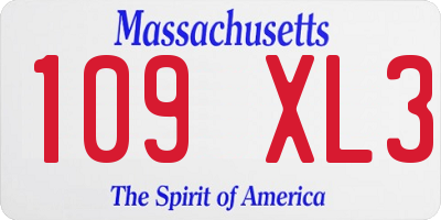 MA license plate 109XL3