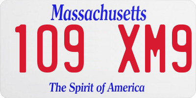 MA license plate 109XM9