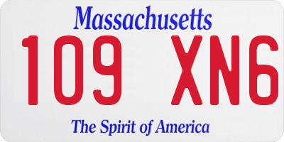 MA license plate 109XN6