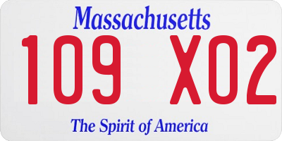 MA license plate 109XO2