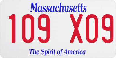 MA license plate 109XO9
