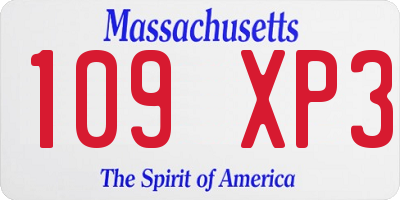MA license plate 109XP3