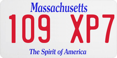 MA license plate 109XP7