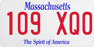 MA license plate 109XQ0