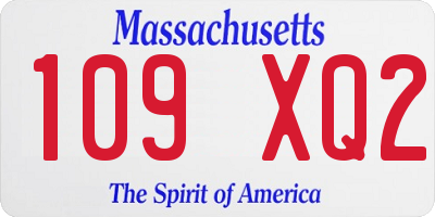 MA license plate 109XQ2