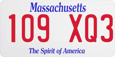 MA license plate 109XQ3