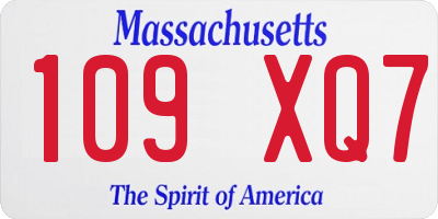 MA license plate 109XQ7