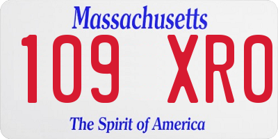 MA license plate 109XR0