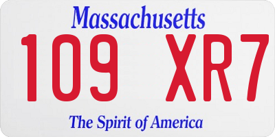 MA license plate 109XR7