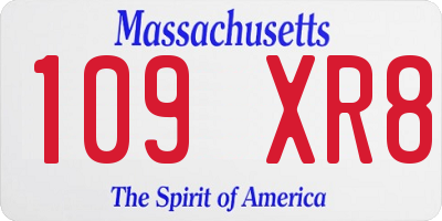 MA license plate 109XR8