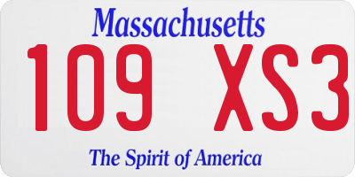 MA license plate 109XS3
