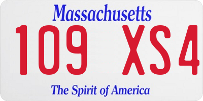MA license plate 109XS4