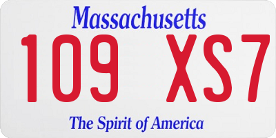 MA license plate 109XS7