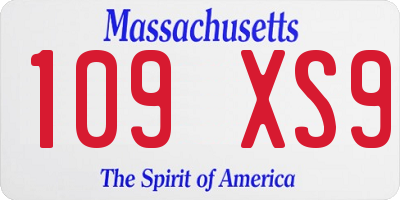 MA license plate 109XS9