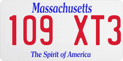 MA license plate 109XT3