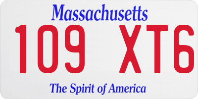 MA license plate 109XT6