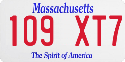 MA license plate 109XT7