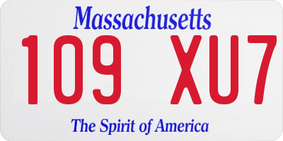 MA license plate 109XU7