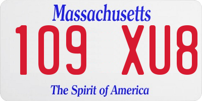 MA license plate 109XU8