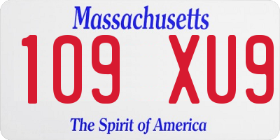 MA license plate 109XU9