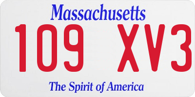MA license plate 109XV3