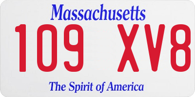 MA license plate 109XV8