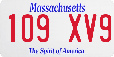 MA license plate 109XV9