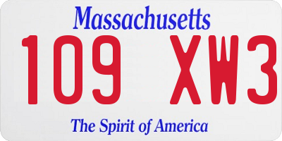 MA license plate 109XW3