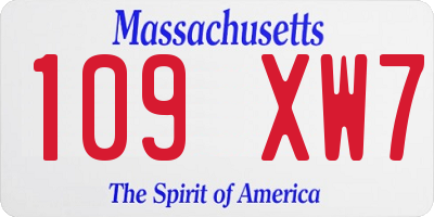 MA license plate 109XW7