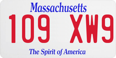 MA license plate 109XW9