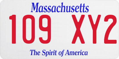 MA license plate 109XY2
