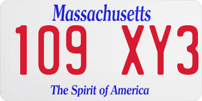 MA license plate 109XY3