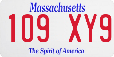 MA license plate 109XY9
