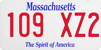 MA license plate 109XZ2