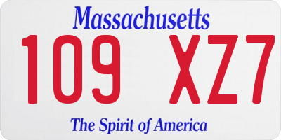 MA license plate 109XZ7
