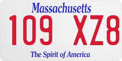 MA license plate 109XZ8