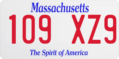 MA license plate 109XZ9