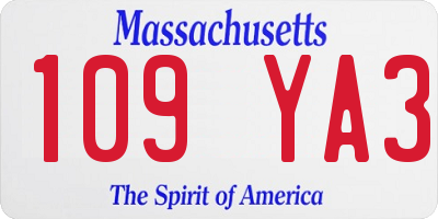 MA license plate 109YA3