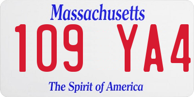 MA license plate 109YA4